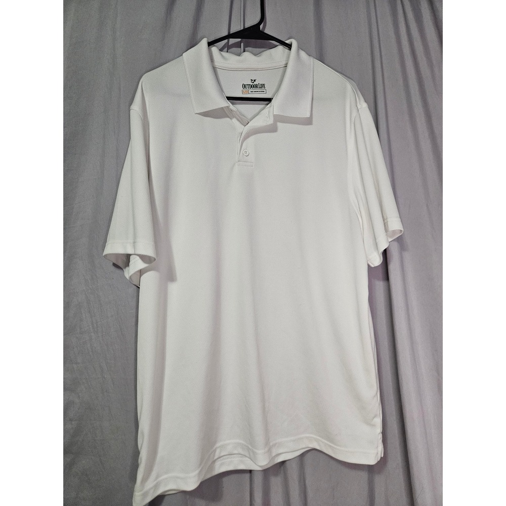 Outdoor Life Mens White Short Sleeve Golf Polo Shirt Size XL Sports Outdoor